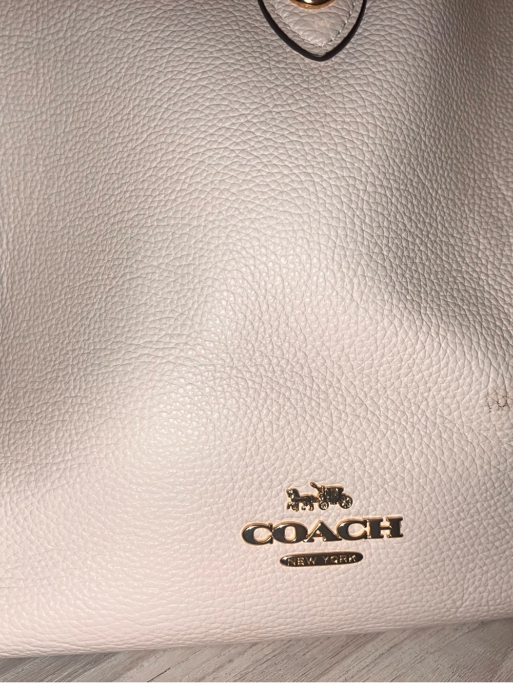 Coach Hadley Turnlock Pebbled Leather Tote Bag in Cream/Chalk| Everyday Work Bag - Picture 3 of 15